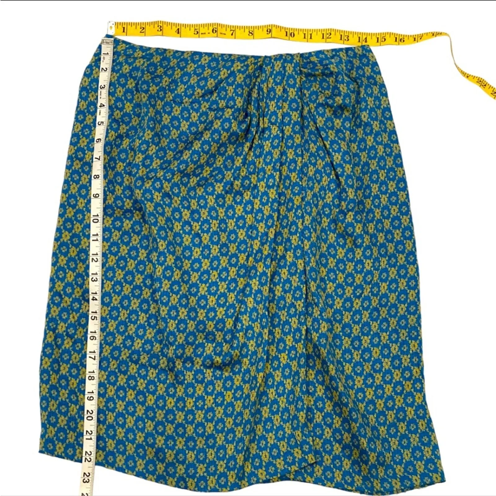 Vintage Skirt Top Set Silk Medium Petite 2 piece Cocktail Party PM 12P 80s 40s Blue - Image 15