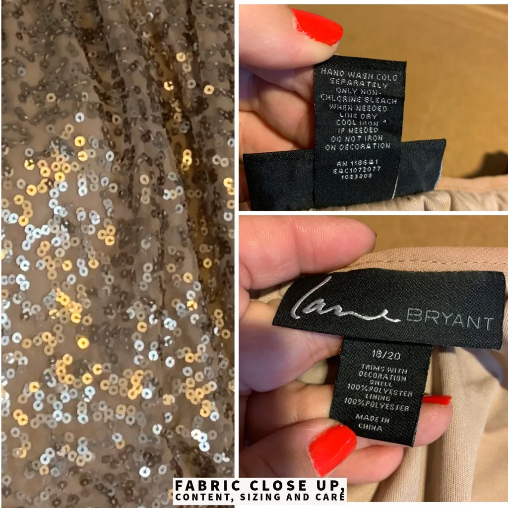 LANE BRYANT BELTED GOLD JERSEY KNIT SEQUIN COCKTAIL DRESS (18/20) - Image 11