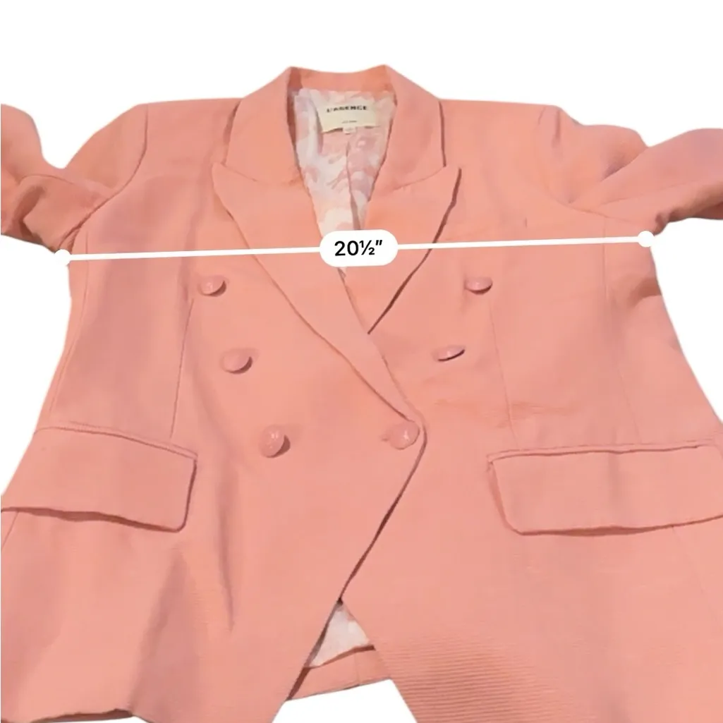 L'agence Kenzie Rose Pink Double‎ Breasted Textured Classic Blazer Sz 12 - Image 11