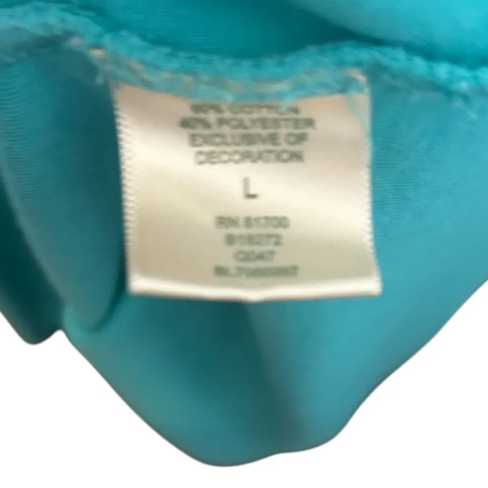 Blair Knit Lounge Dress L Teal Embroidered Bike‎ Graphic Pockets Coastal - Image 7