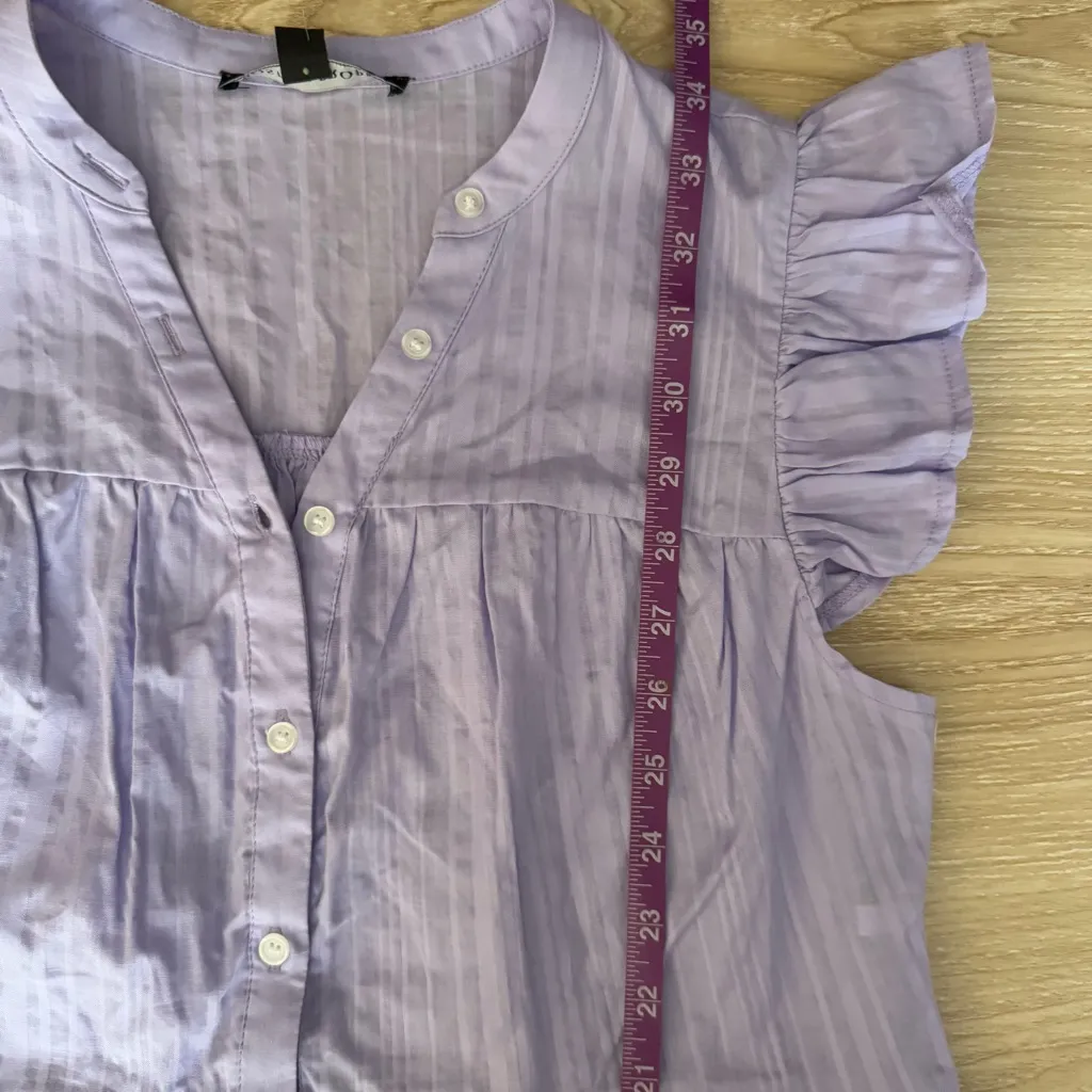 Boston Proper XS NEW Shadow Stripe Cotton Tiered Shift Dress Sheer Preppy - Image 9