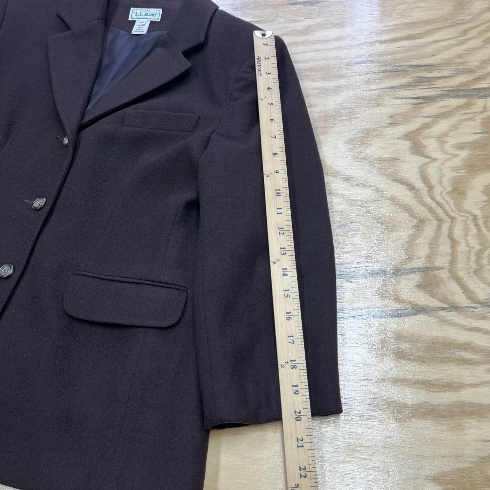 Vintage LL Bean Wool Cashmere Blend Blazer Jacket Women's 12P Petite Career Brown - Image 12