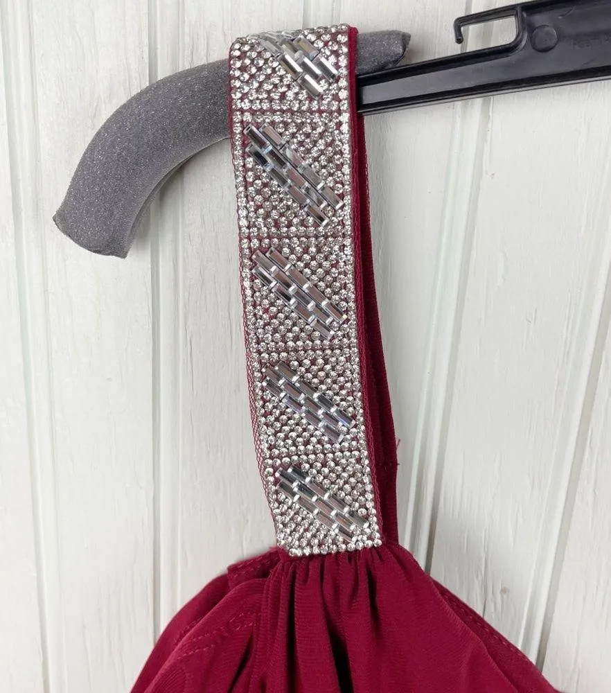 NEW R&M Richards Cold Shoulder Rhinestone Long Formal Dress 5659 Merlot Size 18W - Image 6