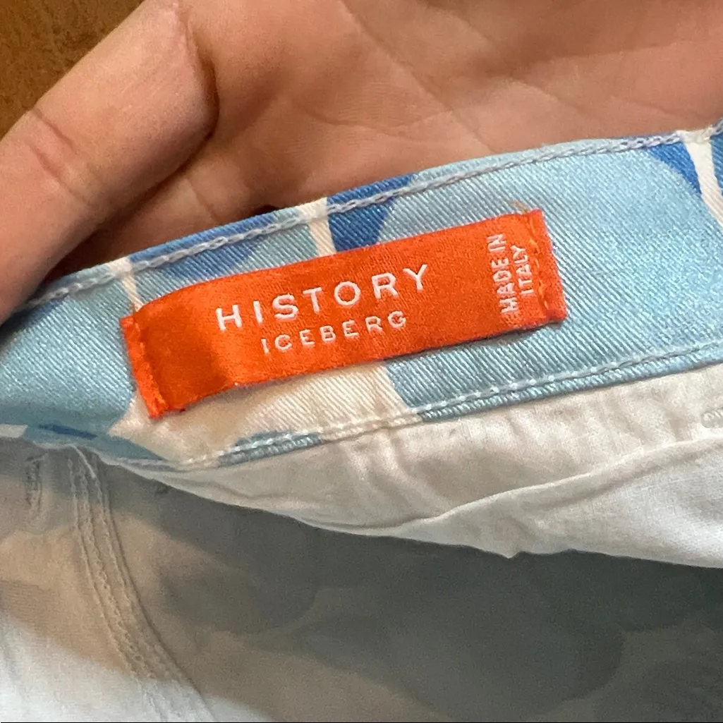 Vintage Y2K Iceberg History Cartoon Looney Tune Blue Circle Denim Capri Jean 30 - Image 5