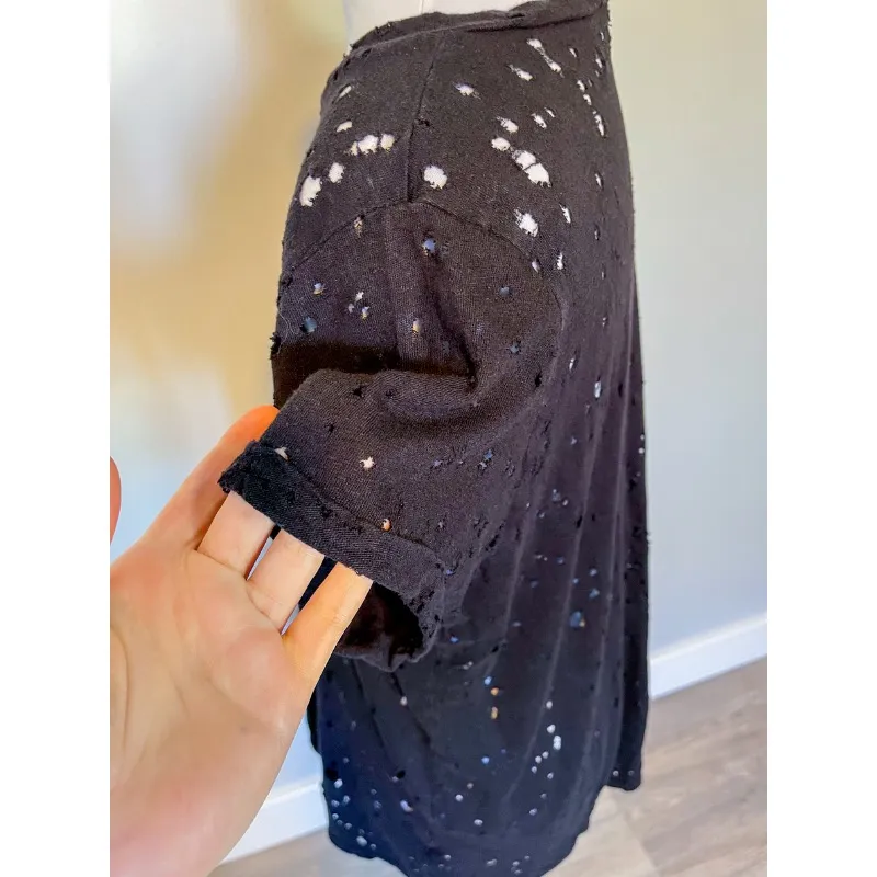 Michael Lauren Black Short Sleeve Distressed T-Shirt - Image 7