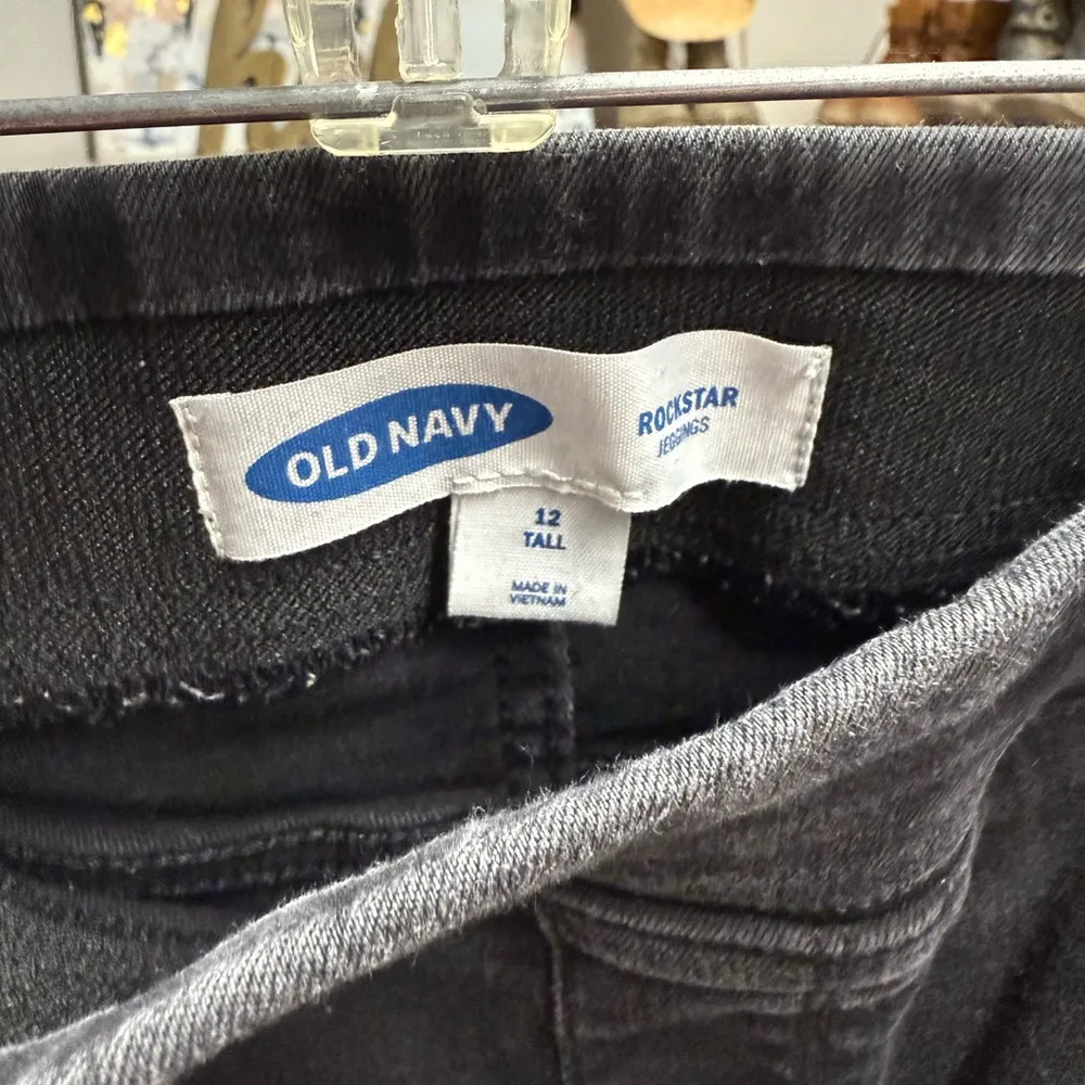 Old Navy Black Ankle Cropped Jeans Skinny Rockstar Distressed Jeans Tall - Image 3