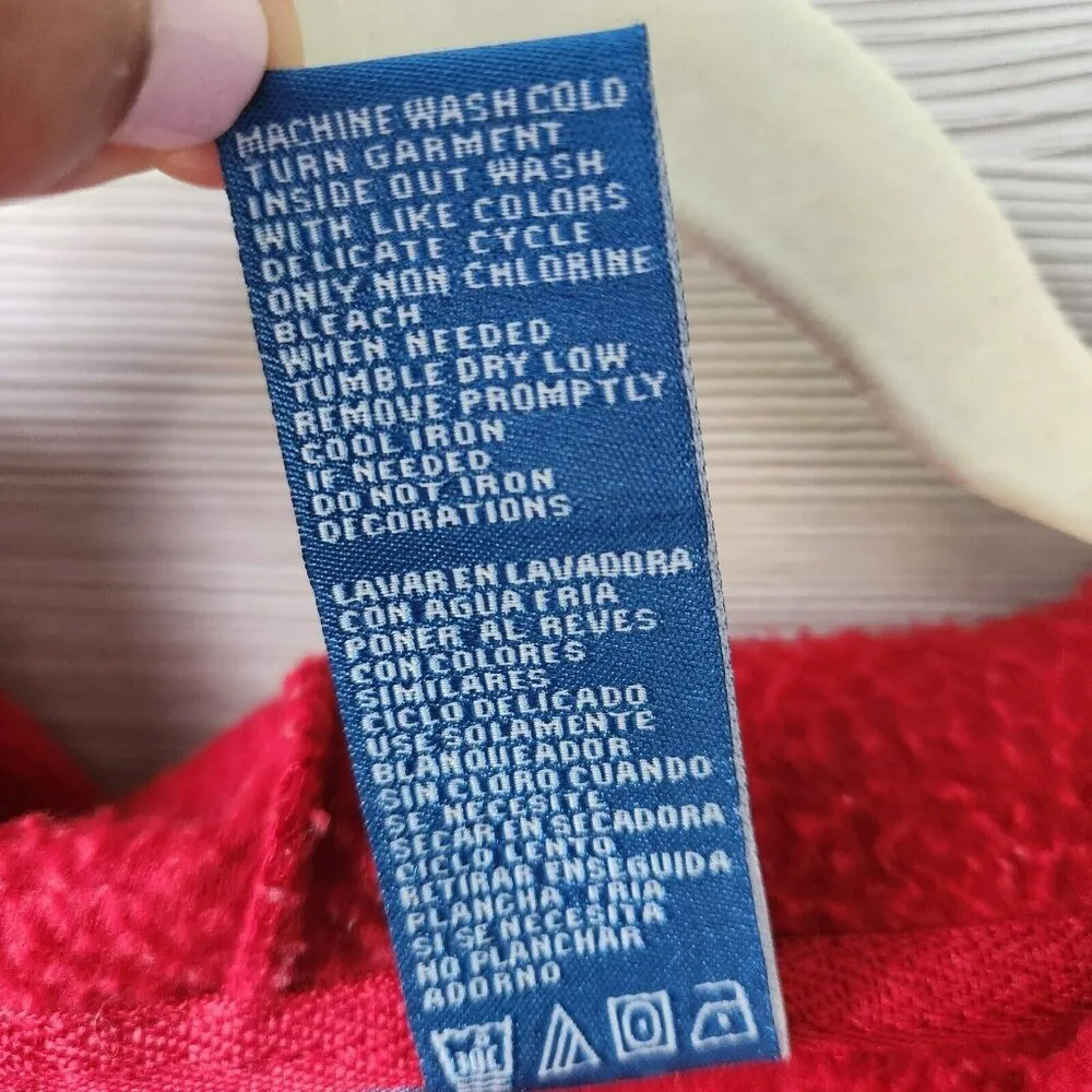 Disney Vtg 90s Red Long Sleeve Mickey Full Zip Fleece Drawstring Hoodie Size 3X - Image 9