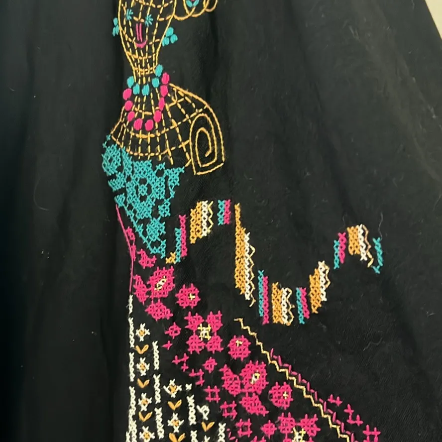 Small Vintage 40s 50s Embroidered Paris cotton skirt - Image 6