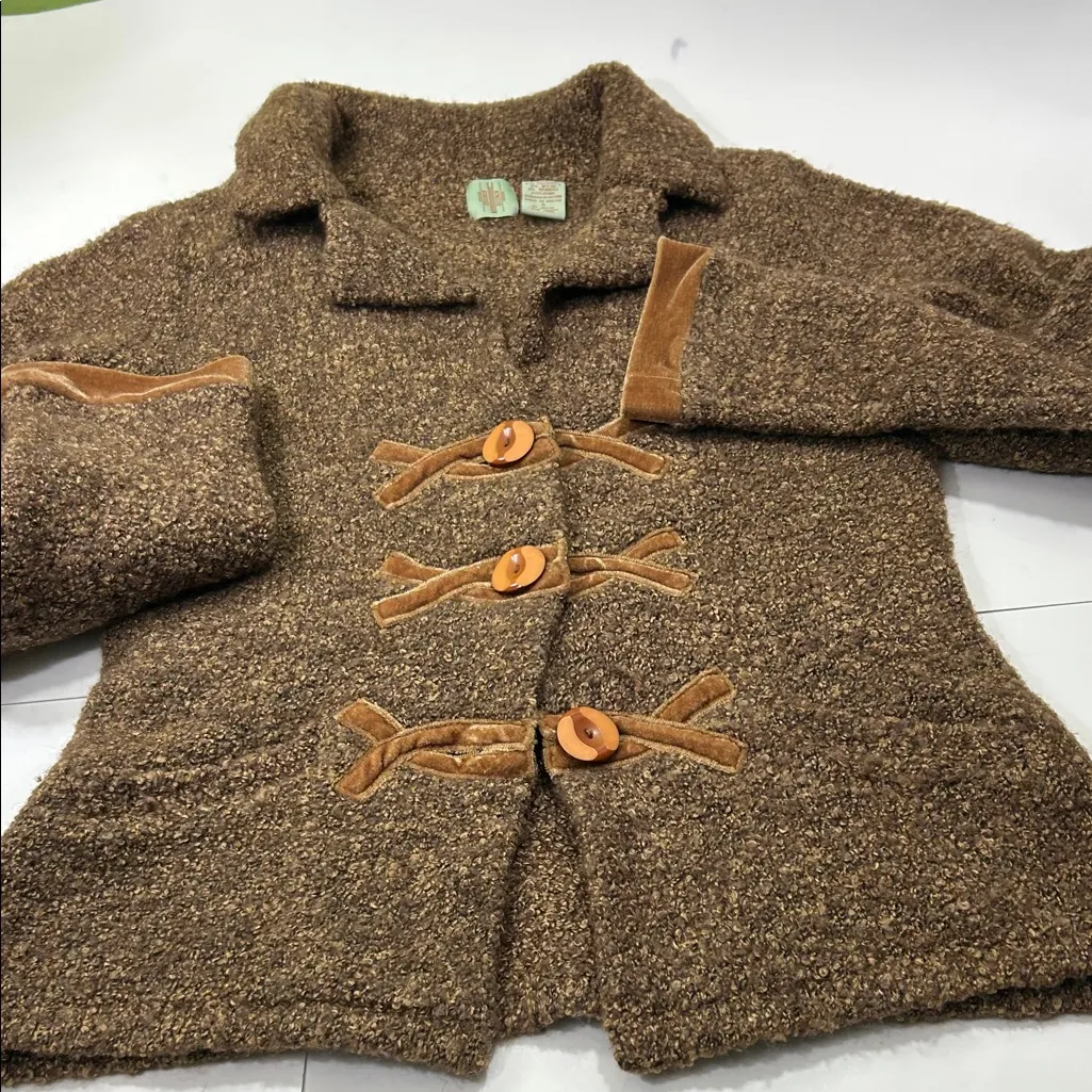 HWR Anthropologie Brown Textured sweater jacket - Image 12