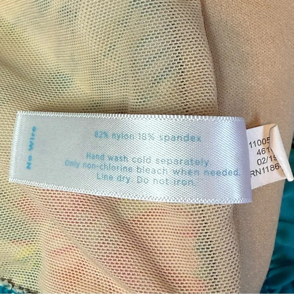 Swim by‎ Cacique Womens Plus Size 22 Tankini Top Teal Blue Tropical Floral Beach - Image 10