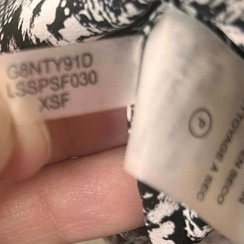 Karl Lagerfield Paris Tie Front Ruffle‎ Long Sleeve Blouse Black White Medium - Image 9