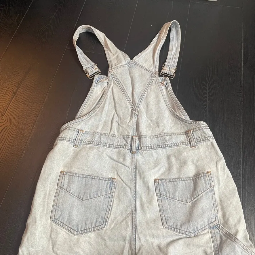 BILL BLASS‎ JEANS Small Lightwash Oversized Denim Overalls Button Cargo Vintage - Image 5