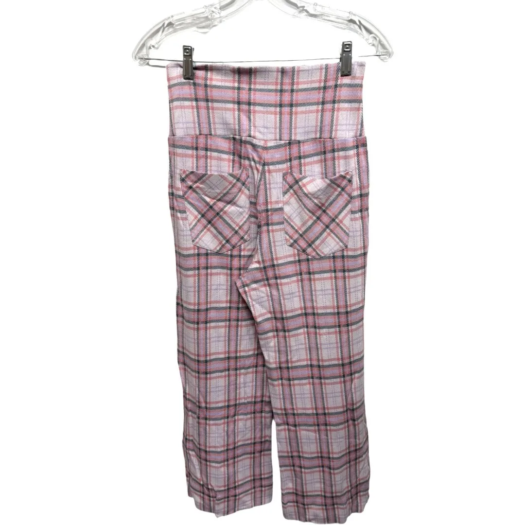 Cabi Women's Playdate Crop Pants Pink Plaid Spring 2023 #6269 XS Prep Barbiecore - Image 4