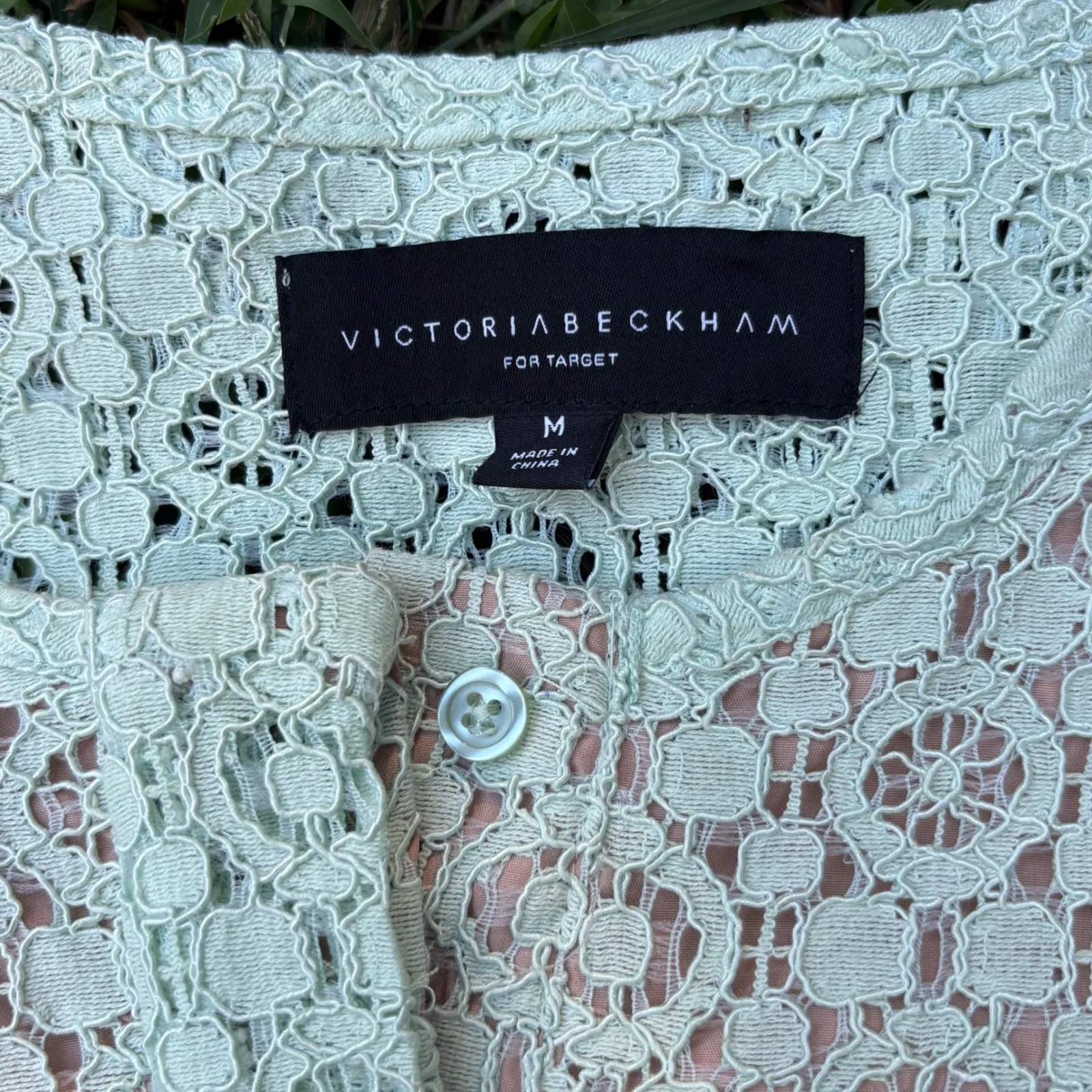 Victoria Beckham Target Lace Dress Women's Medium Blue Long Sleeve Modest Lined - Image 2