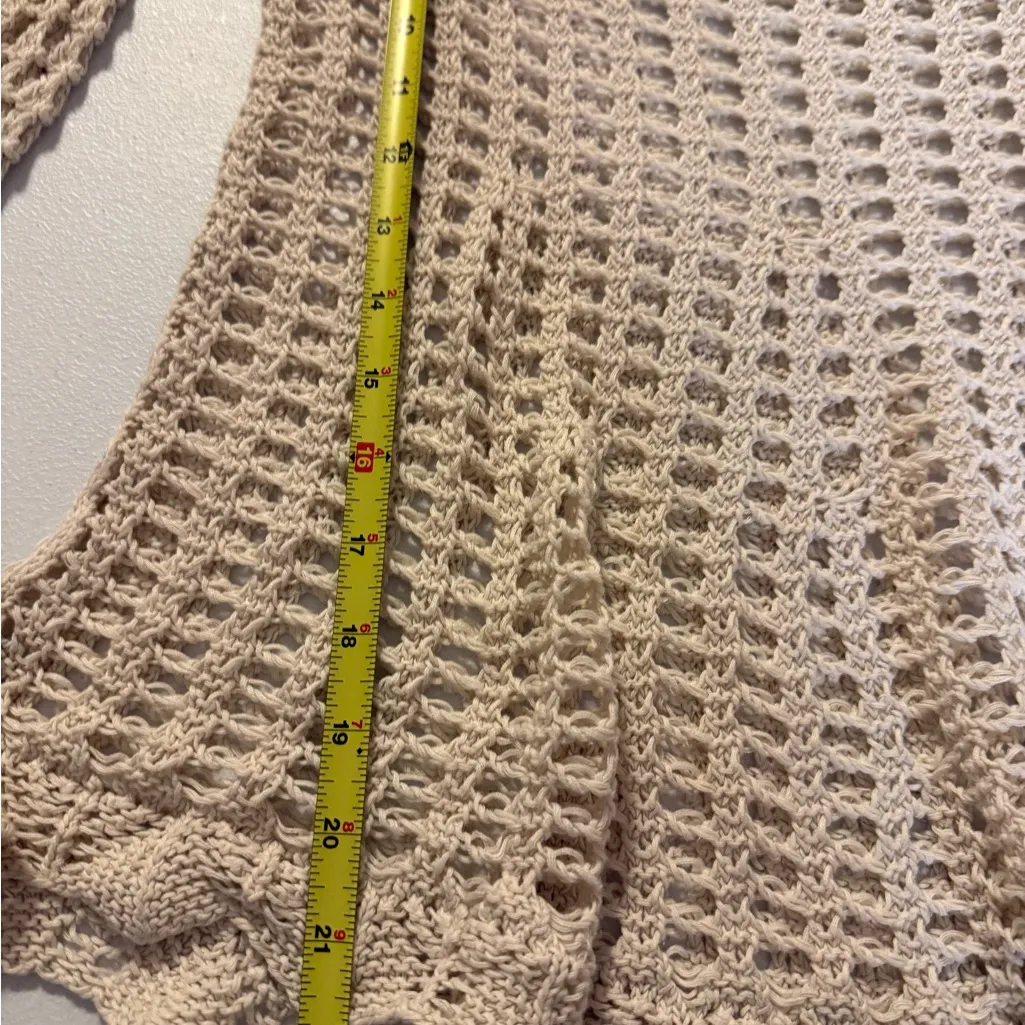 Free People Annabelle Crochet Knit Pullover Top Off White Long Sleeve Large? - Image 7