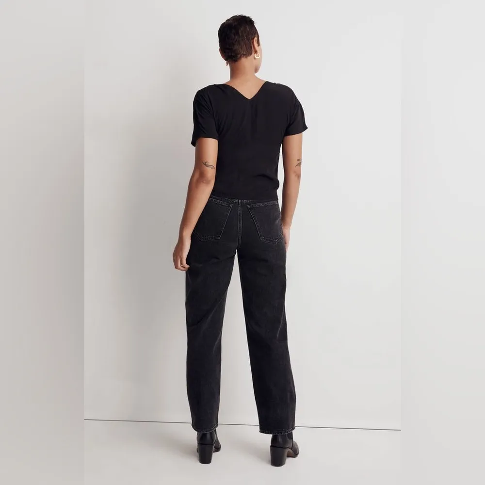 NWT  Puff Sleeve Floral Jacquard Top - Black Satin - 2 - Image 4