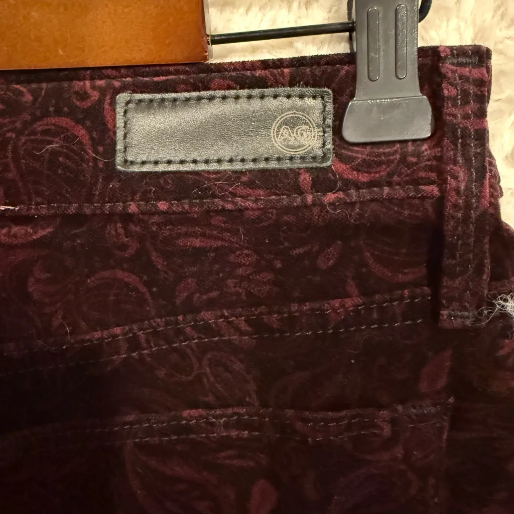 AG Adriano Goldschmied Burgundy size 27 R Paisley Pants - Image 5