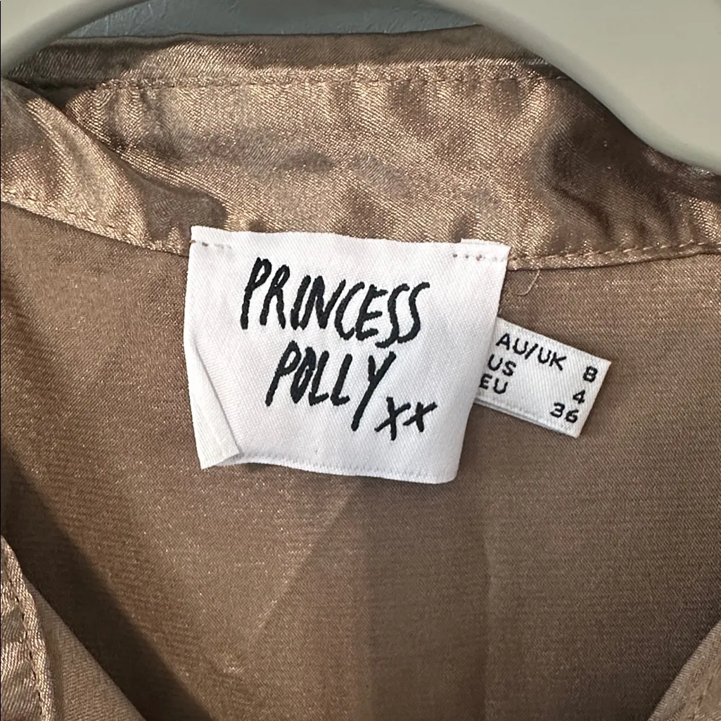 Princess‎ Polly Satin Bronze Button-Up Shirt - Image 3
