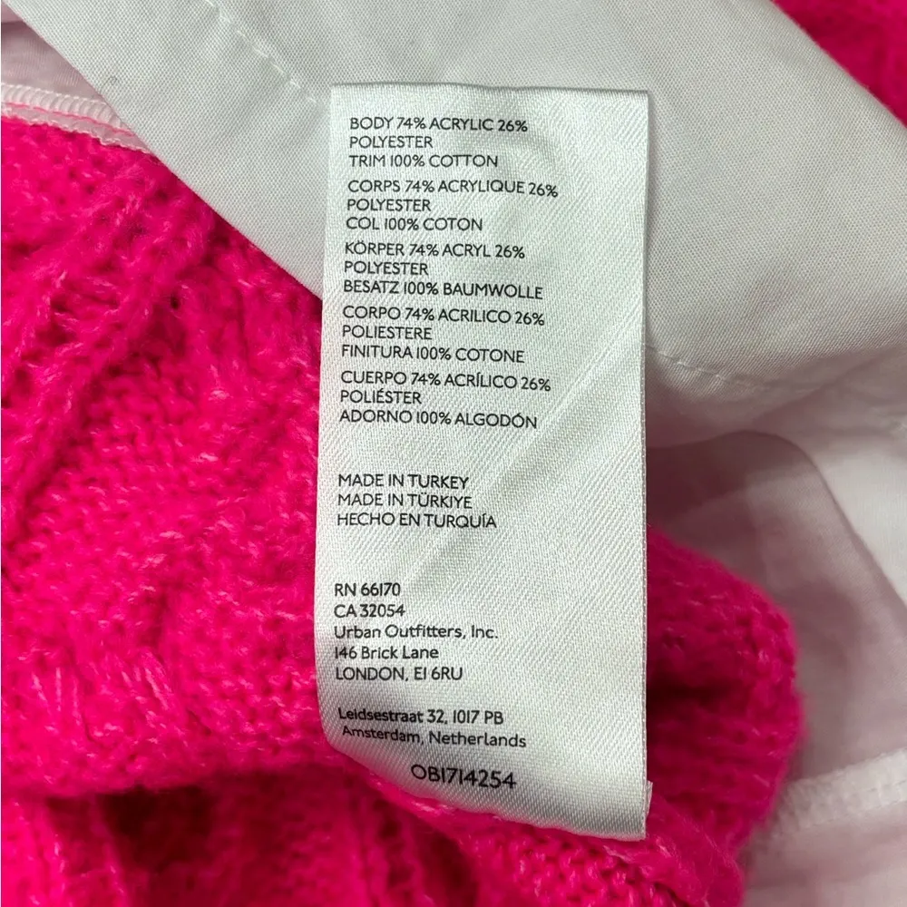 by Anthropologie Layered Cable Knit Sweater. Hot Pink. Size Medium. NWT - Image 5