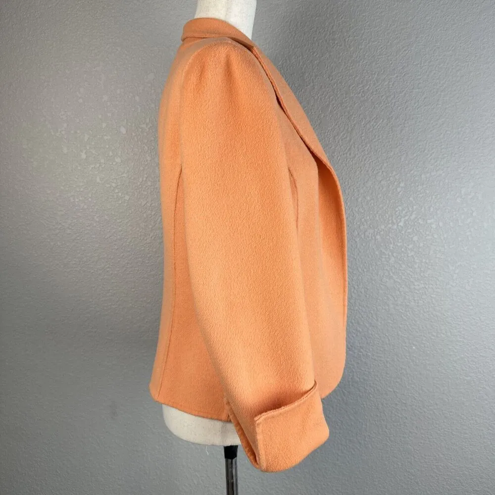 Tesori Womens Sweater Jacket Blazer Cardigan Size S Mellon Orange Wool Cashmere - Image 5