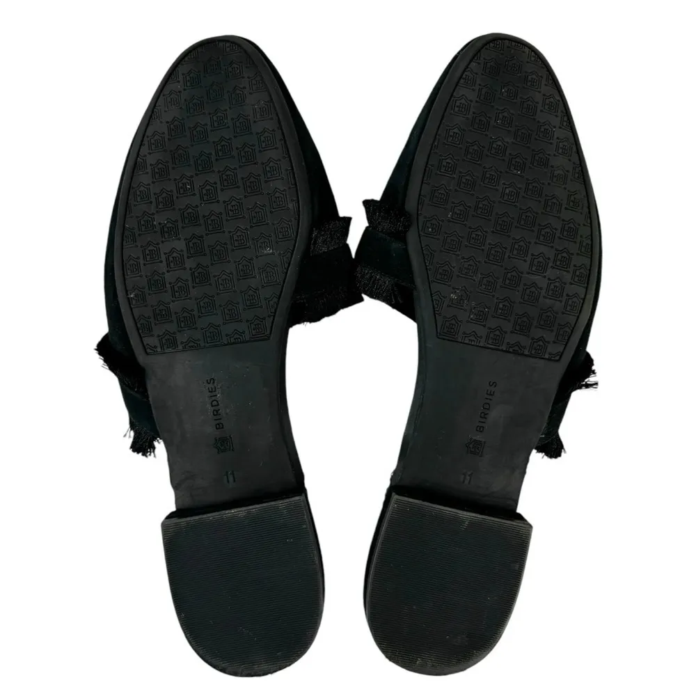 Birdies Ani Slide Black Suede Fringe Asymmetrical Mules Slip on Loafers Size 11 - Image 12