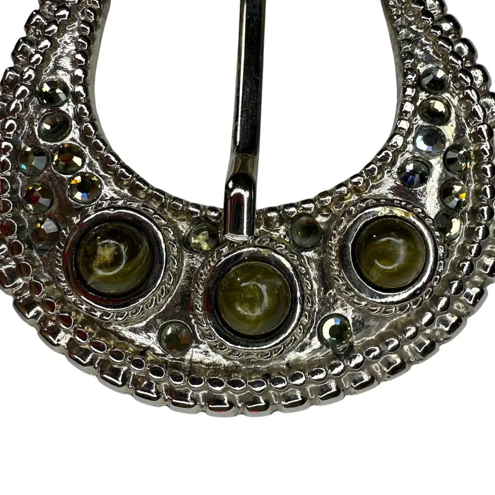 Leatherock Belt L 36 Stone Accented Large Buckle Fully Studded Vintage Western‎ Tan - Image 5