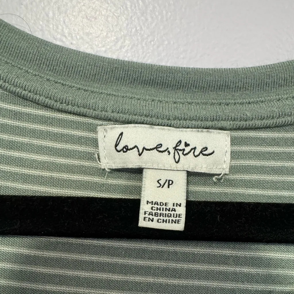 Green and white stripe love fire soft tshirt dress - Image 2