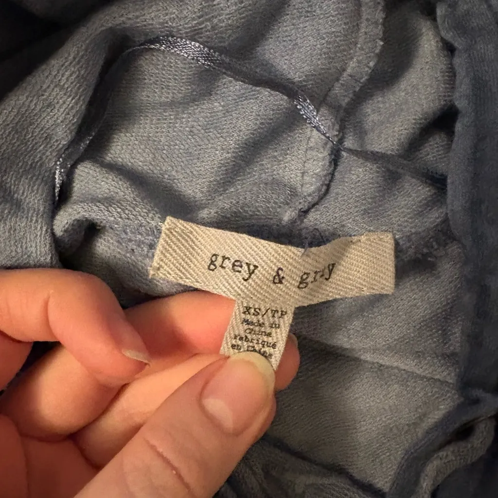 💜 Gray & Gray Star Patch Blue Terrycloth Hoodie Size XS - Image 2