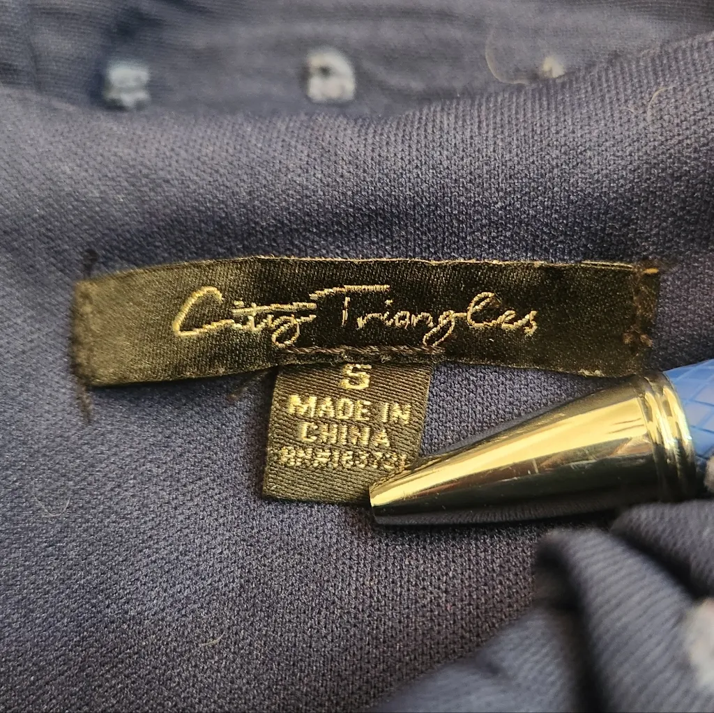 Navy Swiss Dot Babydoll Mini Dress Short Sleeve Empire Waist Juniors Size 5 - Image 8