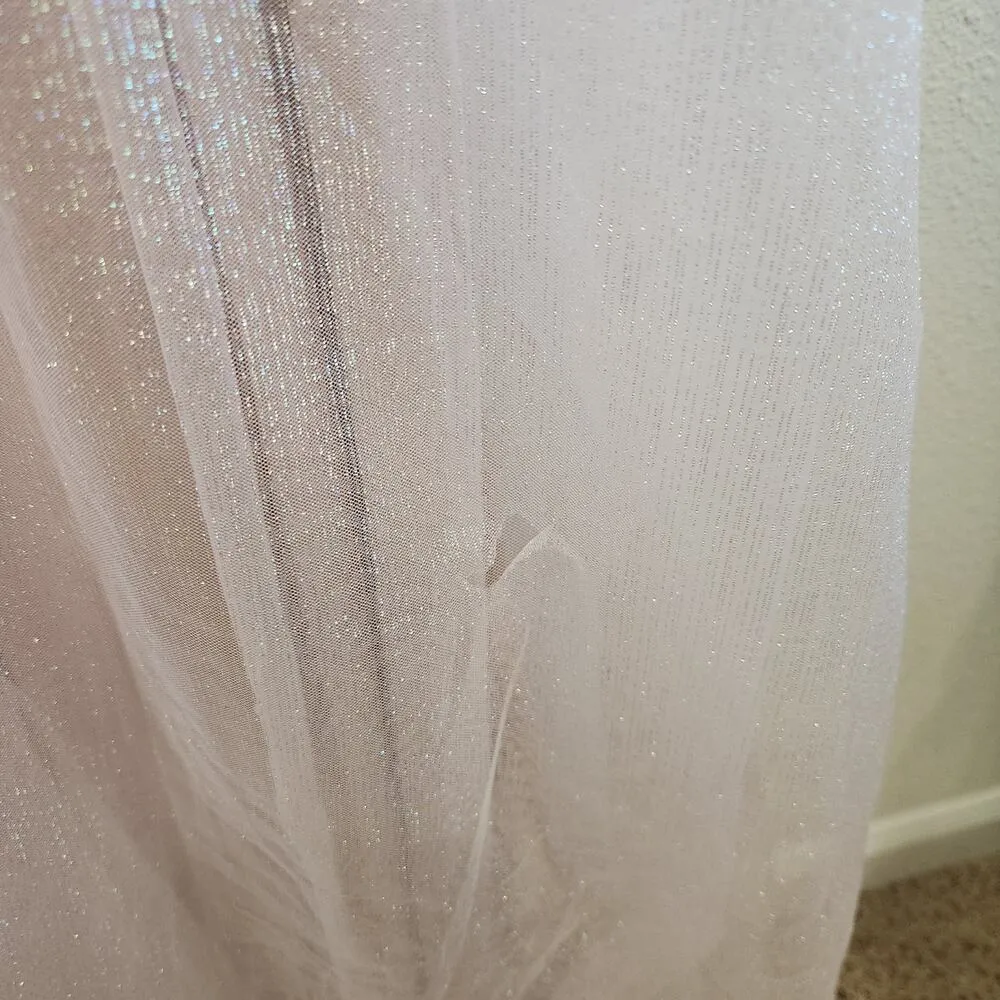 Baltic Born Long Sleeve Smocked Waist Sheer Tulle Maxi Dress Nude Size XL Tan - Image 11