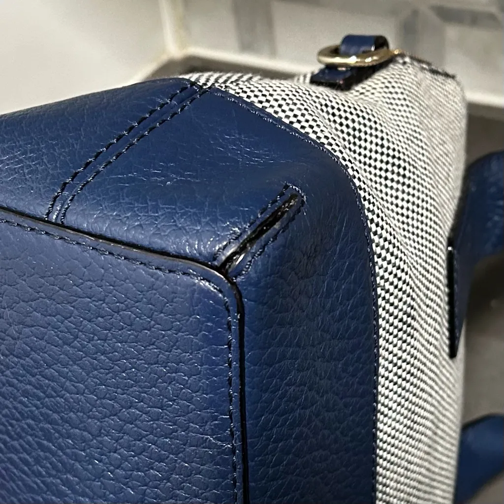 Kate Spade Navy and White Tweed Satchel - Image 9