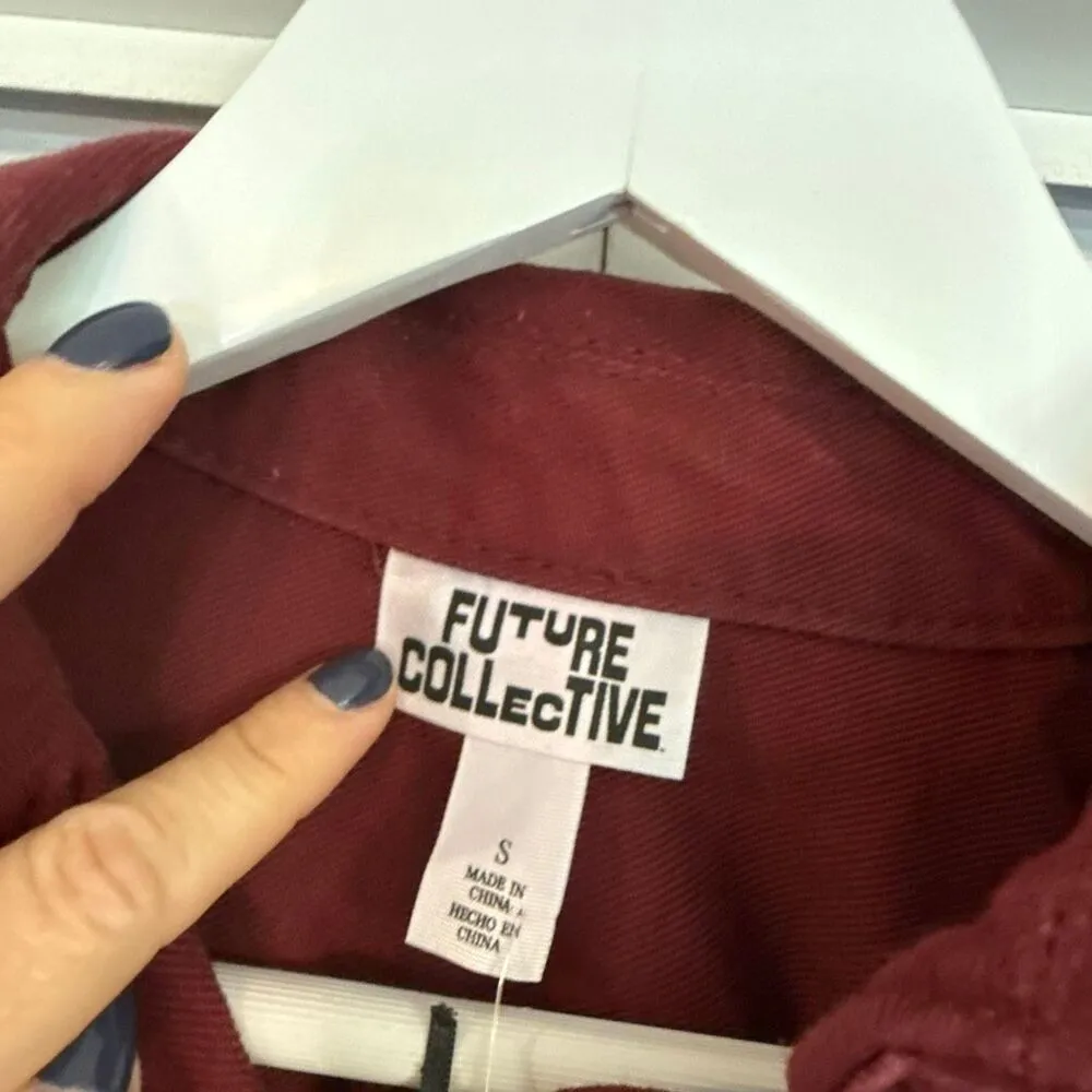 Future Collective NWT maroon cotton long sleeve jumpsuit size small Red - Image 7