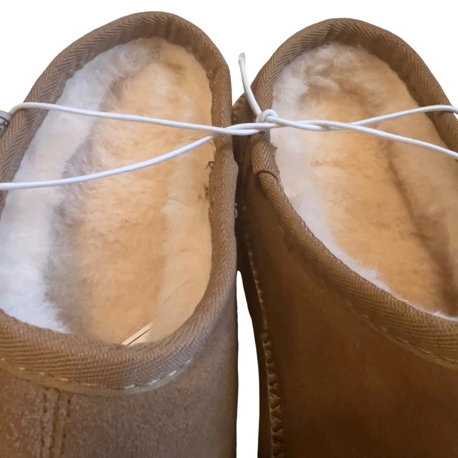 Bearpaw Womens Clog Slippers Suede Sheepskin Lined Tan M L - Image 6