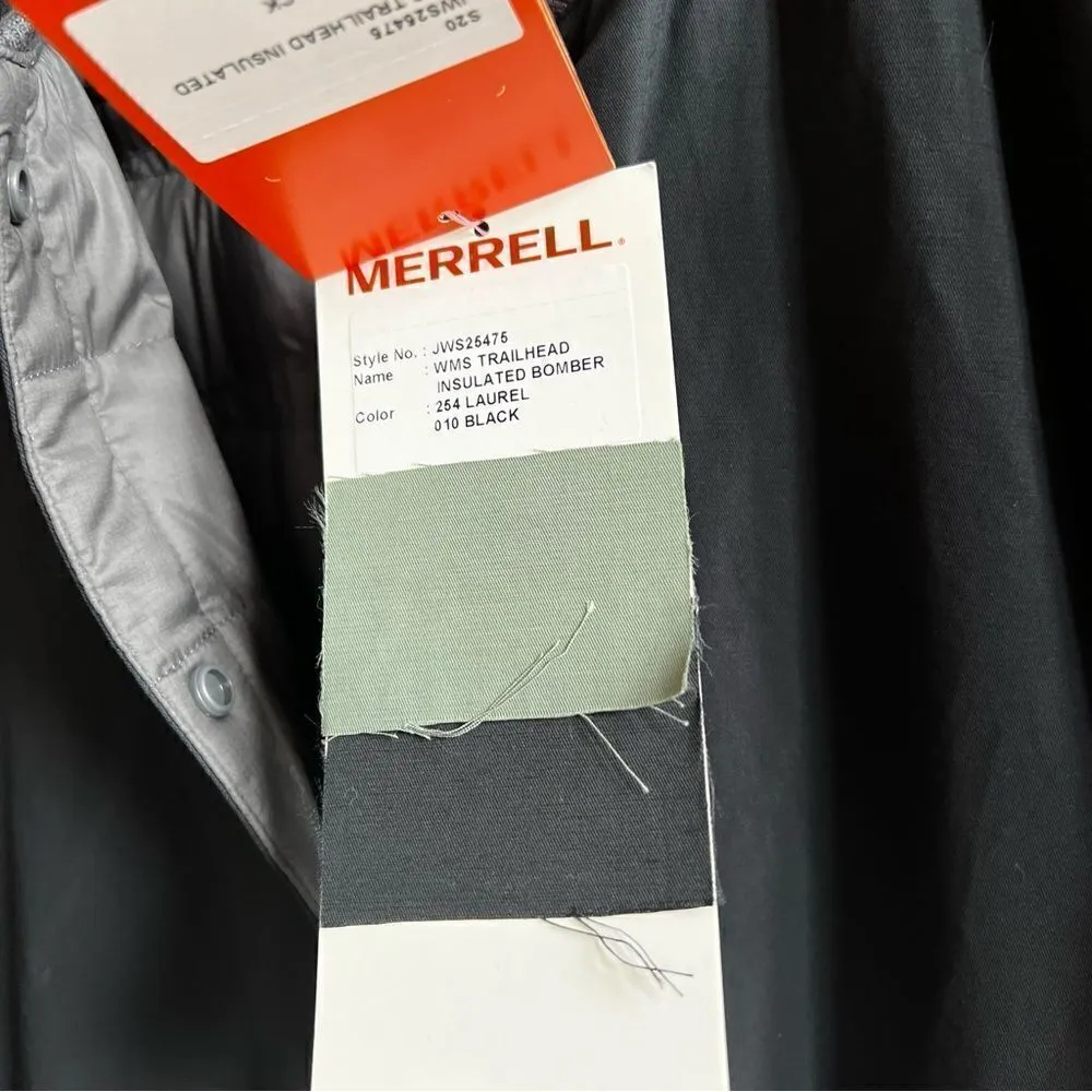 Merrell NWT Trailhead Insulated Reversible Bomber Jacket Size Small Black Grey - Image 9