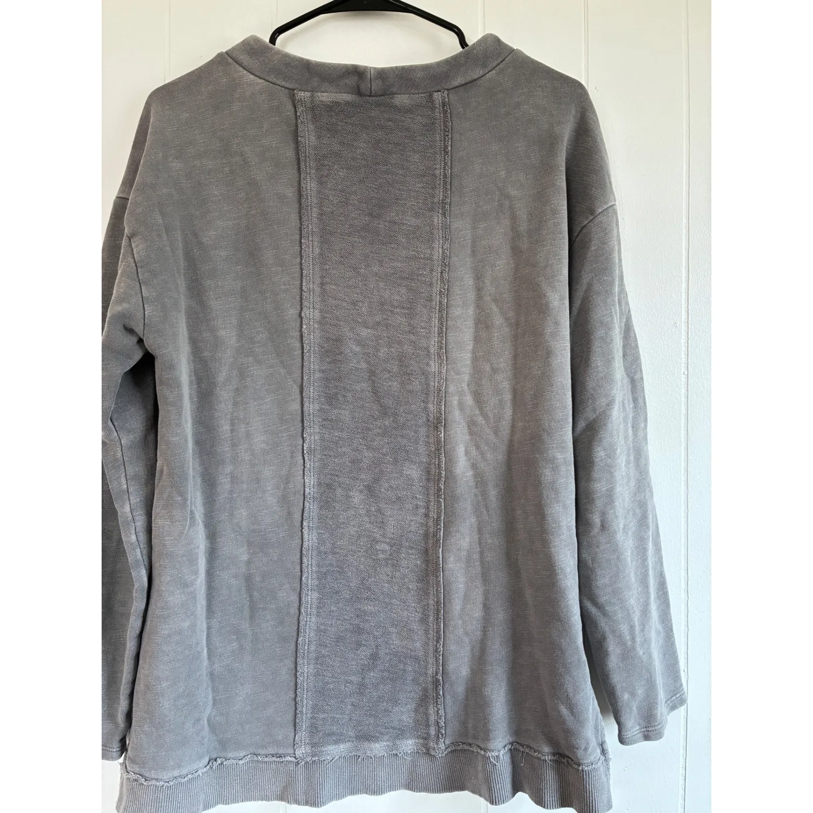 Pilcro Anthropologie Washed Grey Cotton Crew Neck Long Sleeve Sweatshirt M Gray Size M - Image 4