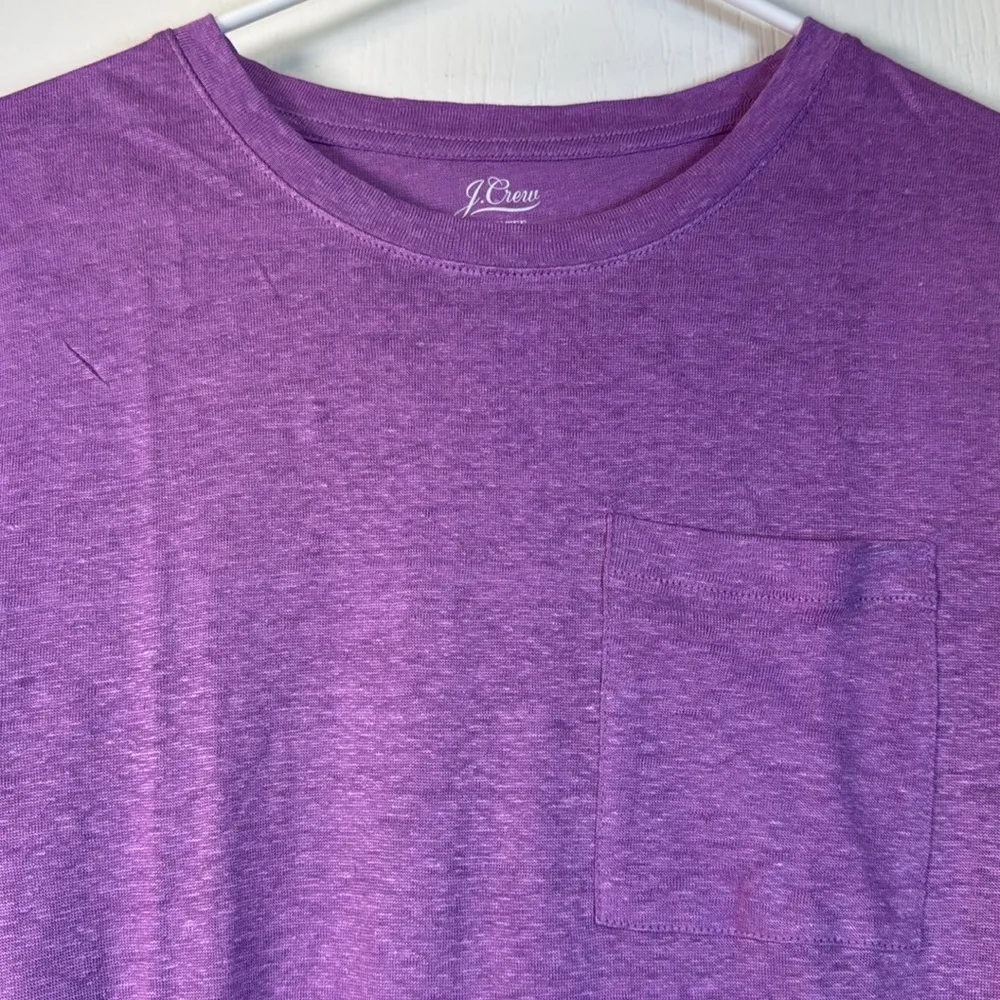 J Crew Linen Tee Magenta Fuschia Shirt Blouse Top Pocket Size Large NWT #2638 - Image 3