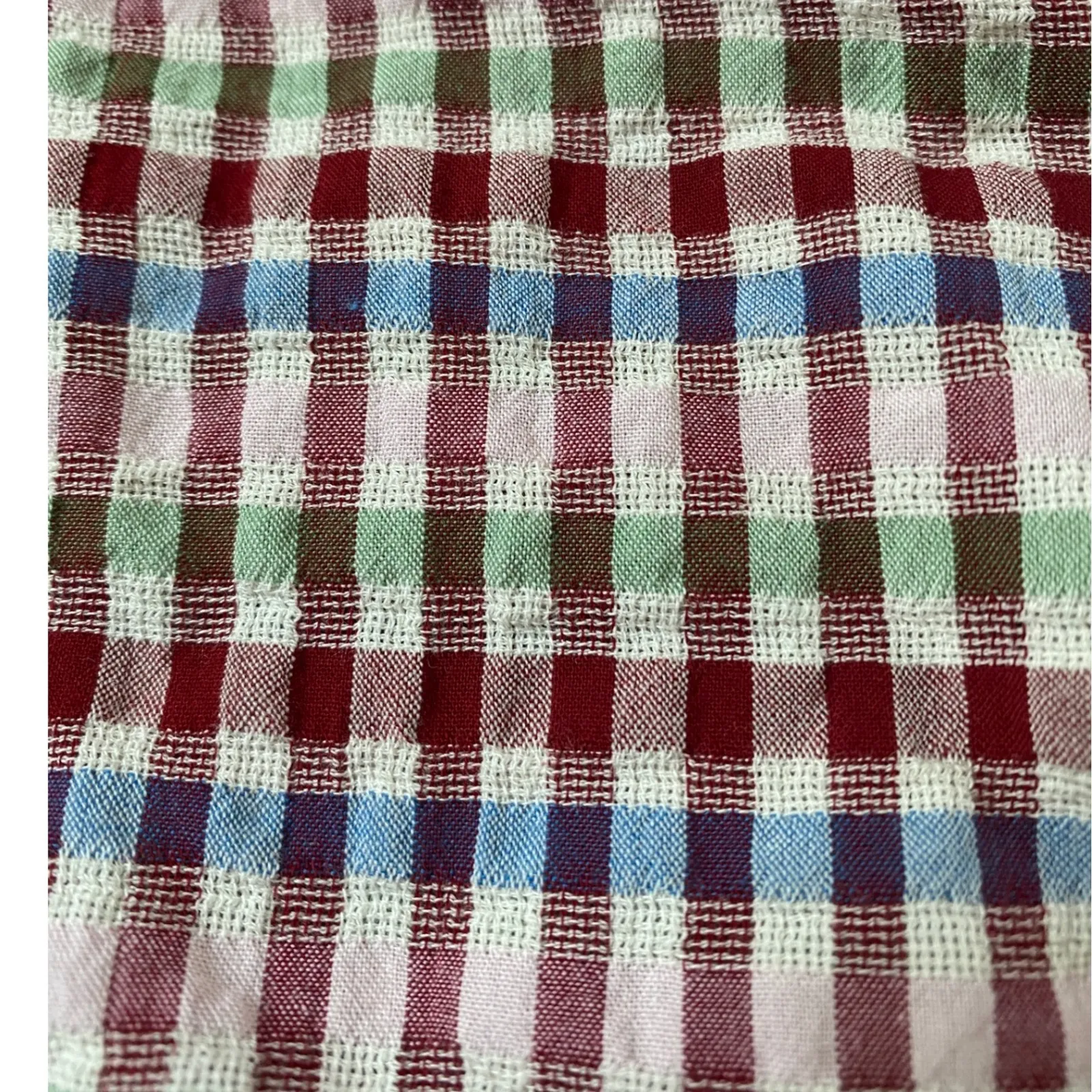 Madewell Tie-Front Rainbow Pink Gingham Plaid Blouse‎ Top XS - EUC - Image 10
