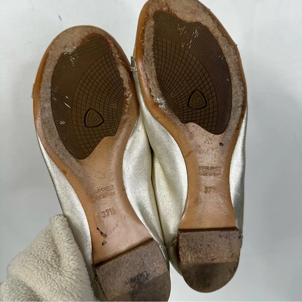 AGL Monika Cap Toe Buckle Slip On Ballet Flats Size 37.5/ 7.5 Tan - Image 5