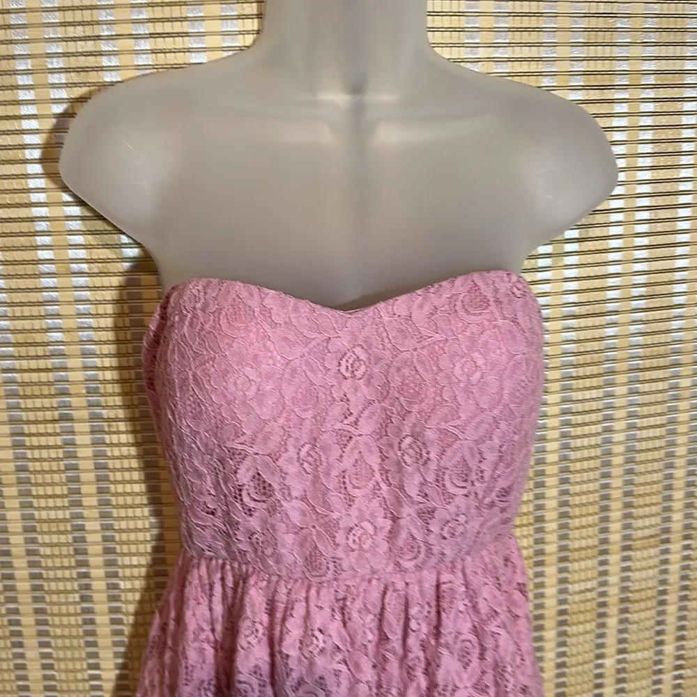 Wet Seal Pink Strapless Bustier Baby Doll Tank Top Mini Dress Lace Layers L NWT - Image 2