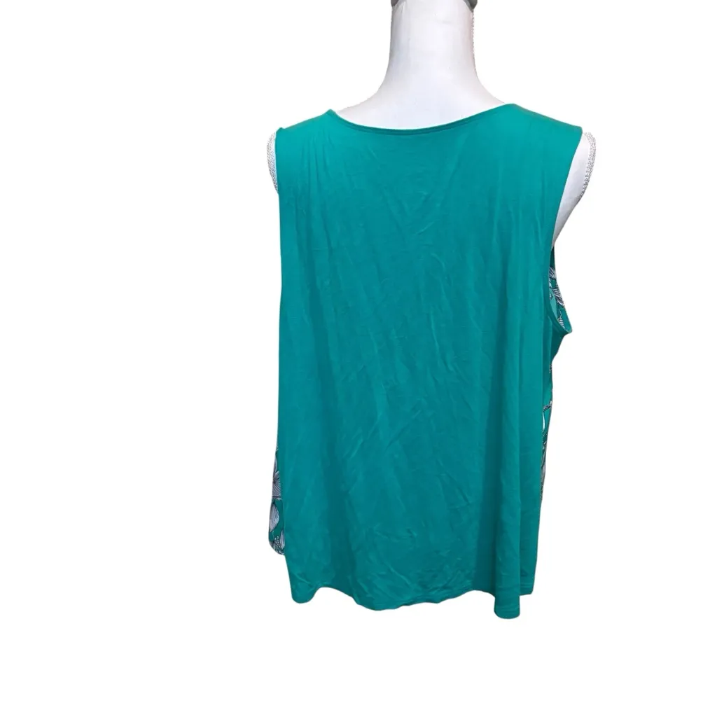 A New Day‎ Target Green Floral Lightweight Sleeveless V-Neck Blouse Size XXL - Image 3