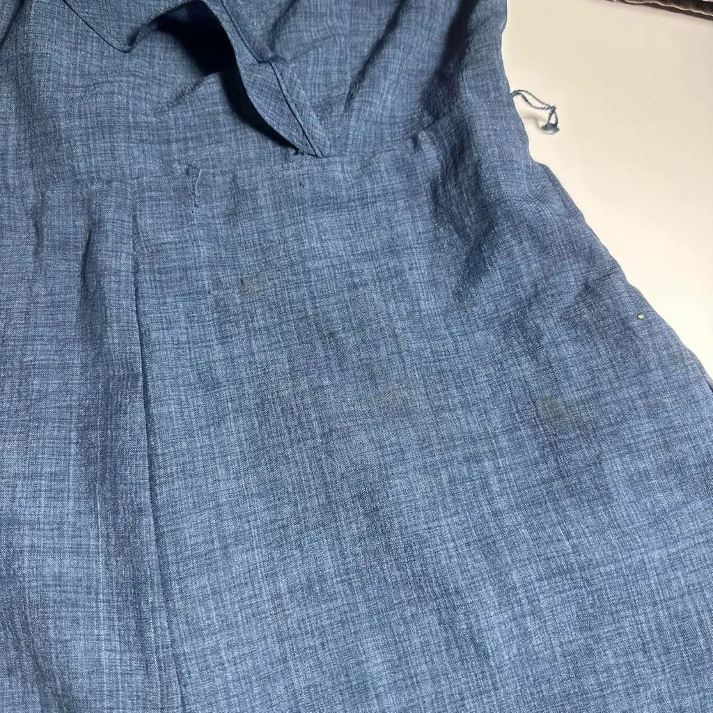 Lulu's Blue Chambray Ruffle Off Shoulder Jumpsuit Small - Image 4