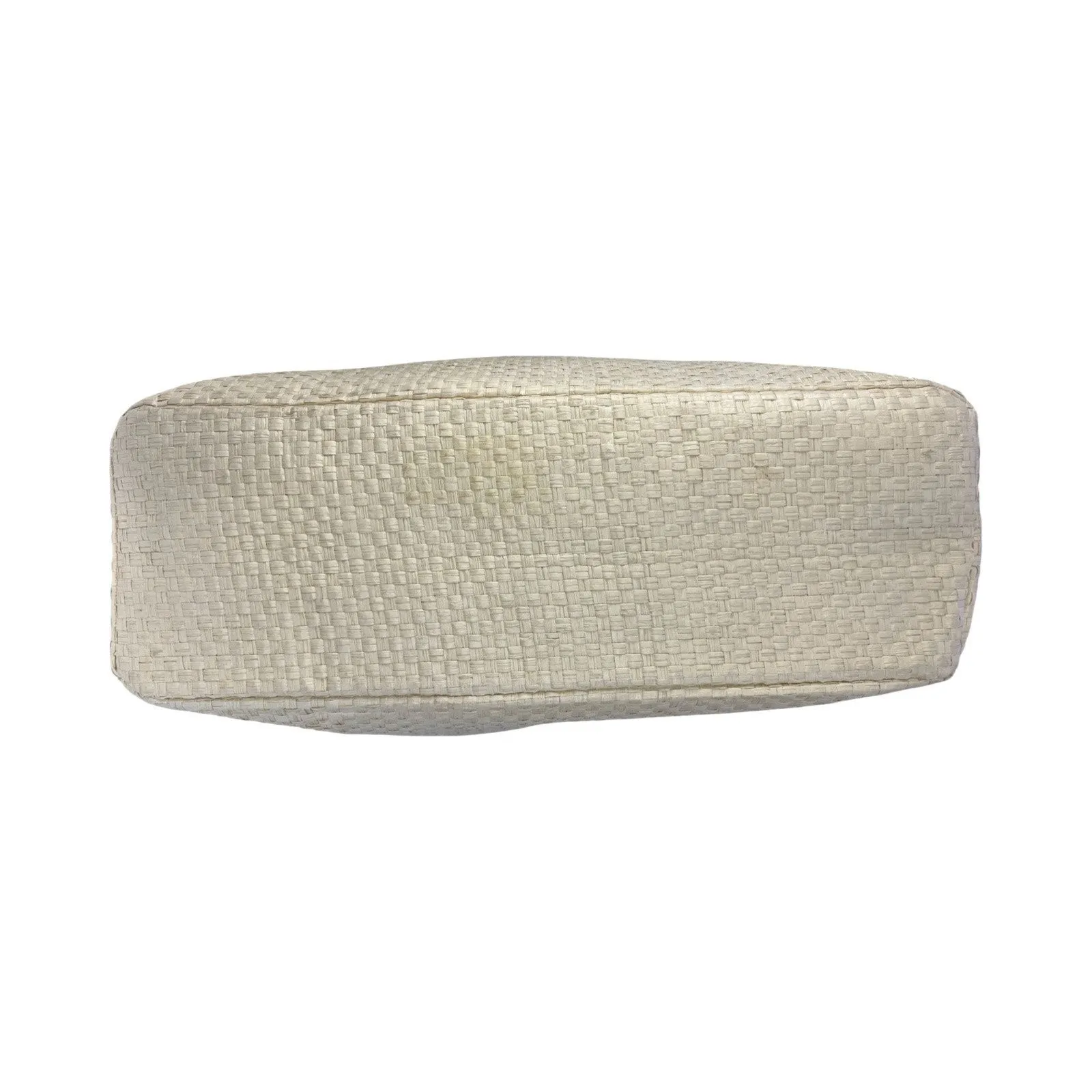 Lulu Dharma Ivory Basket Woven Raffia Tote Wood Handle Beach Summer Bag Brown - Image 12