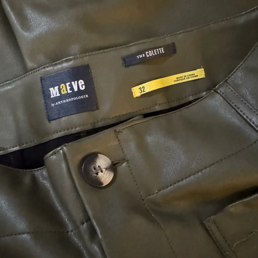 Anthropologie Maeve The Colette Cropped Wide-Leg Faux-Leather Edition Pants 32 - Image 6