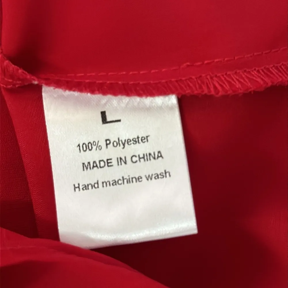 Fayenne V Neck Ruffle Short Sleeve Blouse Sz M Red Size L - Image 8