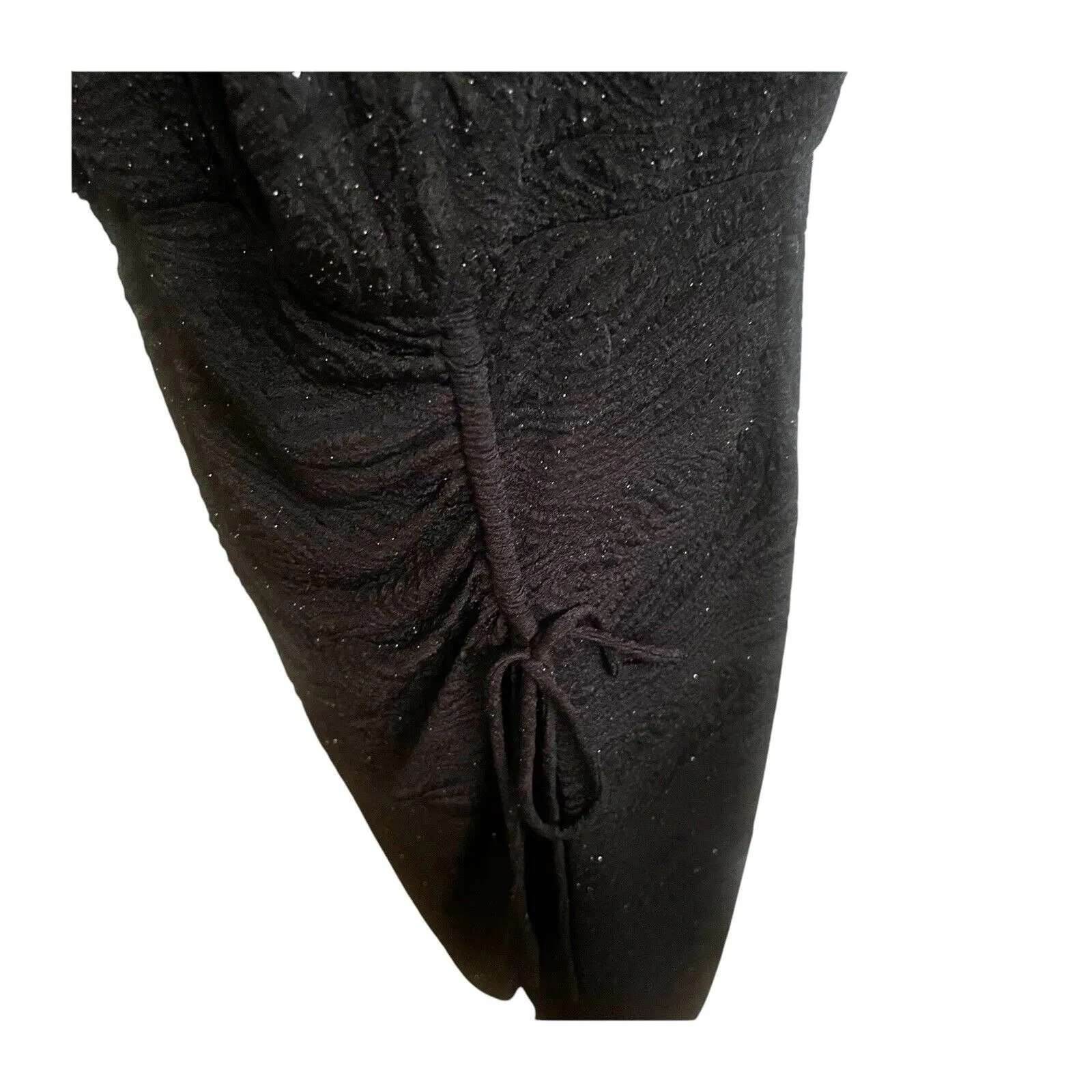 Alfani Faux Wrap Dress Ruched Black Metallic Sparkly Midi Plus Size 16W Holiday - Image 10