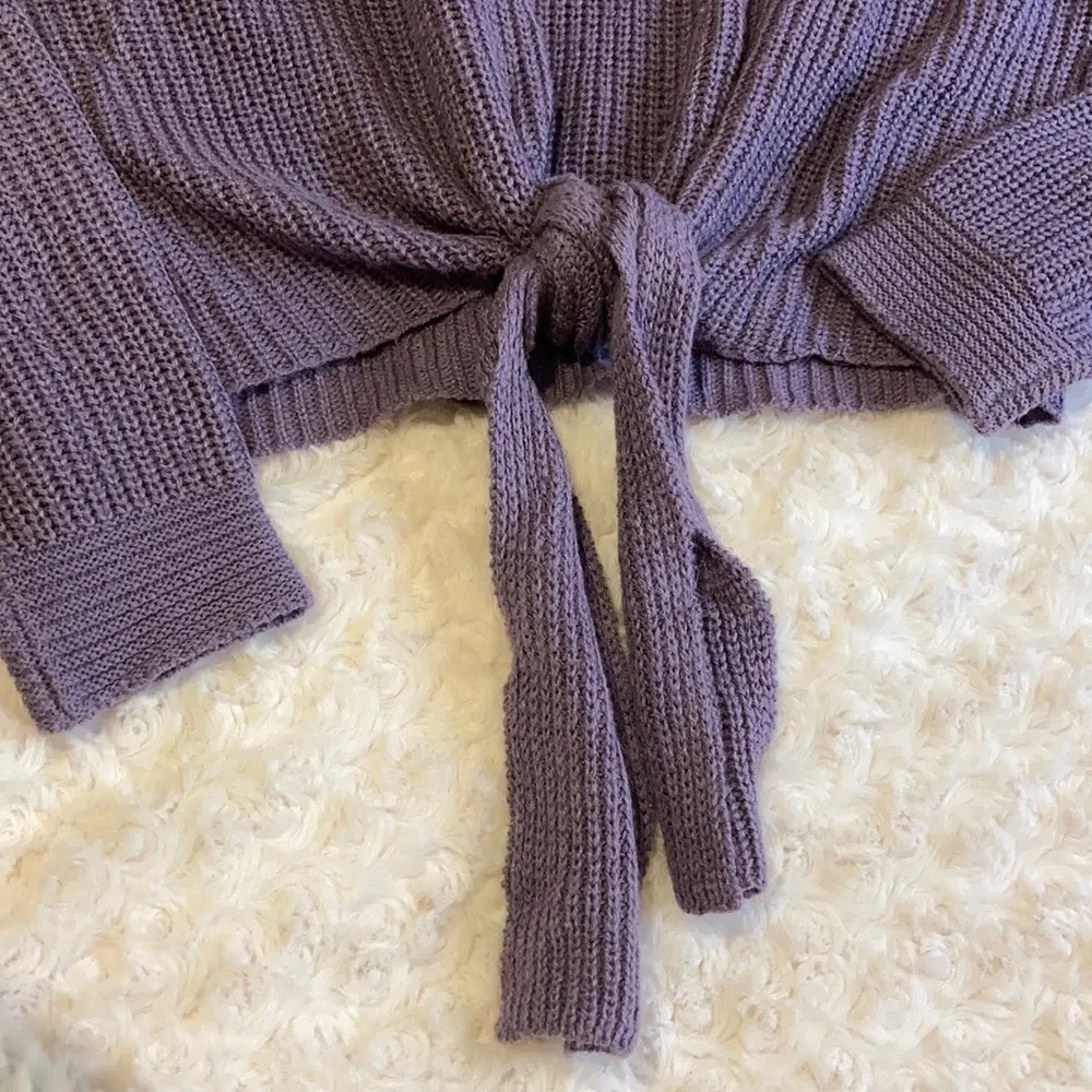 Universal Threads Purple cropped tie front sweater - Image 3