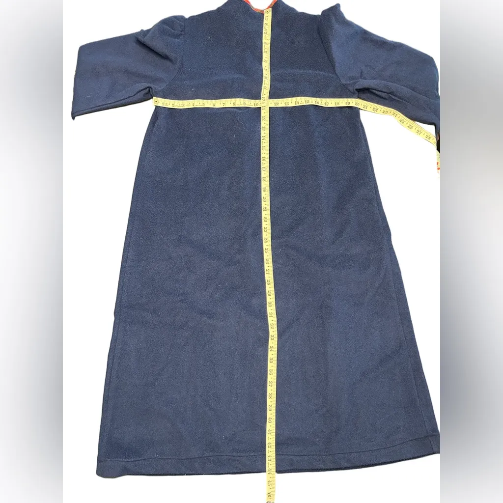 Appel VTG 80s 90s whimsical bears cabincore warm and cozy long zip house robe M Blue Size M - Image 9