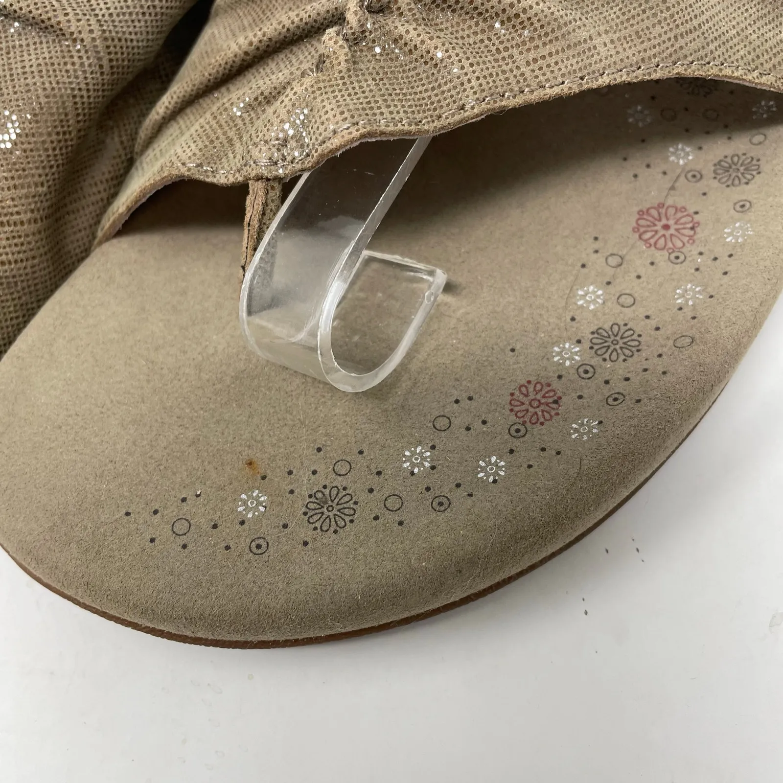 Taos Gift 2 Ruched Leather Comfort Shoes Sandals Metallic Tan Taupe women 10 New - Image 11