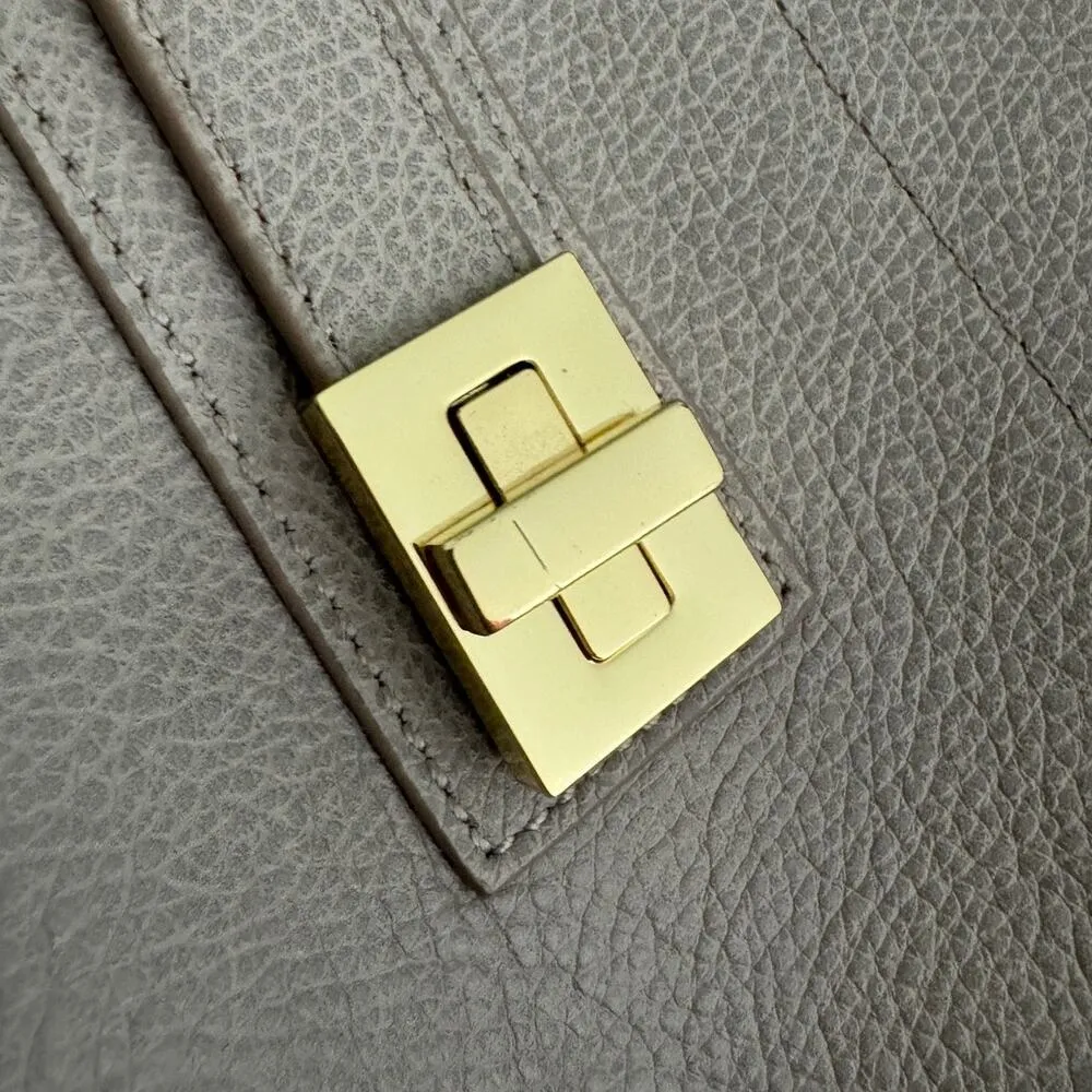 India Hicks Gray Pebble Leather Adjustable Length Strap Solitaire Tote Bag - Image 14