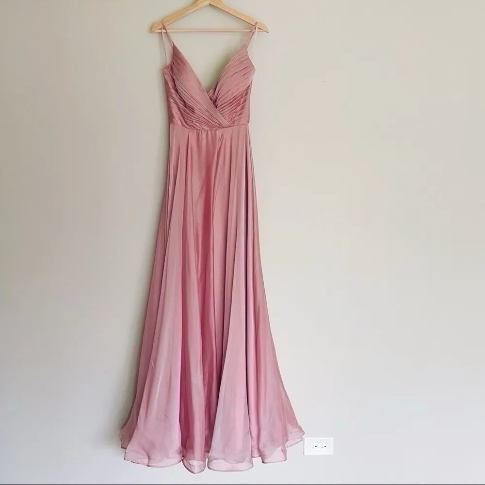 NEW La Femme Women’s Chiffon Ballgown Mauve Maxi Dress - Image 7